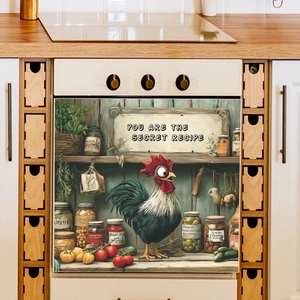 Adesivo magnetico lavastoviglie cucina gallo con frase ricetta segreta decoro rustico