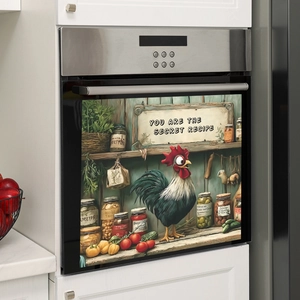 Adesivo magnetico per lavastoviglie con gallo cartone animato e decoro rustico da cucina