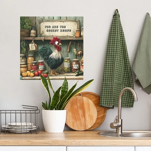 Adesivo murale gallo cartone con testo YOU ARE THE SECRET RECIPE in una cucina accogliente