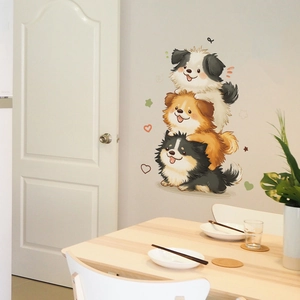 Cartoon cute stacking dogs wall decal for kids bedroom living room wall decoration