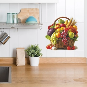 Self-adhesive fruit and vegetable basket wall sticker for kitchen wall decoration
