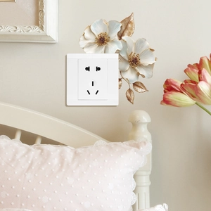 3D Embossed White Flower Wall Switch Sticker Self Adhesive Removable PVC Floral Decal For Bedroom Study Home Decor