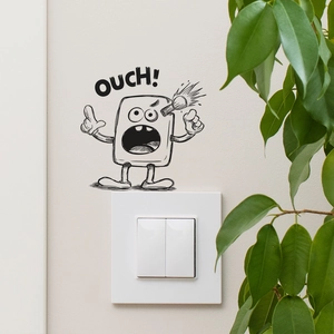 Funny Cartoon OUCH Emoji Light Switch Sticker Creative PVC Waterproof Wall Decal For Bedroom Living Room Home Decoration