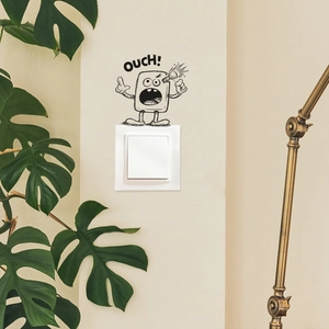 Funny OUCH expression vinyl wall sticker for home switch decoration in minimalist style