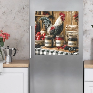 Country rooster and fruit jam dishwasher magnet sticker for home kitchen decoration