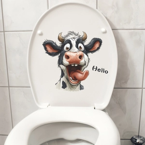 Simpatico adesivo per mucche con scritta Hello per decorare il bagno in modo moderno