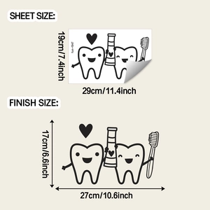 Dimensions détaillées de la planche et du motif fini stickers dents 19x29cm