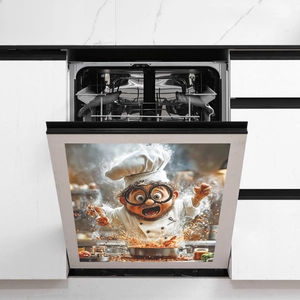 Creative 3D cartoon chef dishwasher magnetic cover decal for kitchen decoration