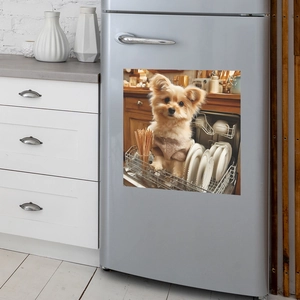 Self-adhesive cute dog sticker for kitchen cabinets and dishwasher decoration