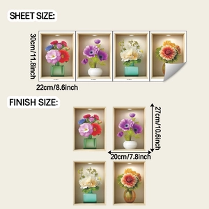 Detaillierte 3D-Nischen-Blumenwandaufkleber mit 30x22 cm Blattgröße für die Heimdekoration