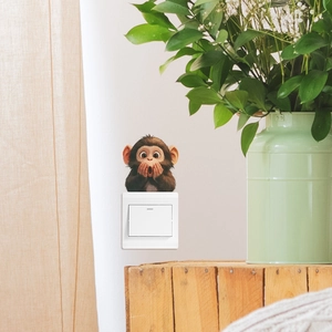 Cute cartoon monkey wall sticker for light switch decoration in kids bedrooms