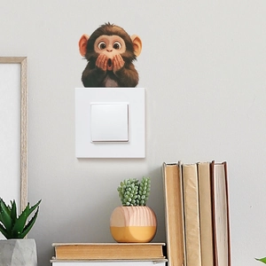 Cartoon surprised monkey wall sticker for light switch decoration in children bedroom