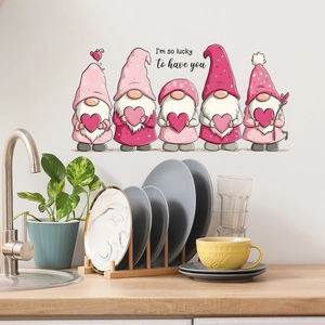 Valentine Gnomes wall decal with I'm so lucky to have you text for home decor