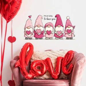 Romantic Valentine Gnomes Heart Wall Stickers Love Quotes Self Adhesive PVC Decal For Living Room Bedroom Home Decoration