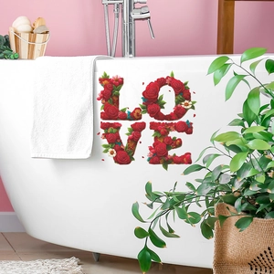 Romantic red rose flower LOVE self-adhesive wall stickers for bathroom and bedroom decor