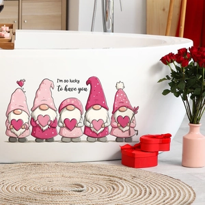 Valentine Gnomes wall decal with I'm so lucky to have you quote for home decor