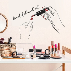 Sticker Mural Minimaliste Ligne de Main Nail Art PVC Autocollant Décalcomanie Beautiful Nail Art Pour Salon de Beauté Chambre Décor