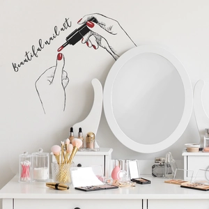 Sticker mural minimaliste nail art pour décoration de chambre et studio de maquillage