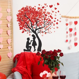 Romantic heart tree and couple silhouette wall sticker for bedroom home wall decoration