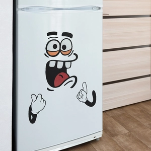 Funny cartoon face self-adhesive wall sticker for refrigerator and kitchen decor