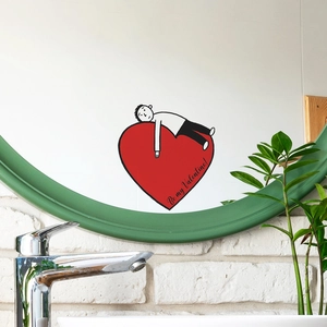 Adesivo da Parete a Cuore di San Valentino Personaggio Cartone Animato Be My Valentine Decalcomania in PVC Decorazione Specchio