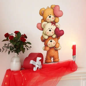 Romantic Teddy Bear and Heart Wall Stickers for nursery and living room wall decoration