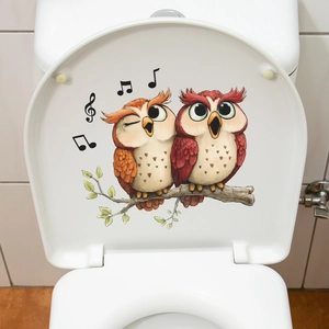 Cartoon singing owls wall sticker decoration with music notes for kids room and bathroom