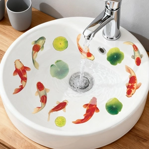 Wasserdichte Koi-Fisch und Lotusblatt Aufkleber für Heim- und Badezimmerdekoration