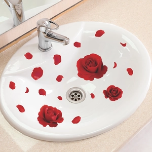 3D realistic red rose floral wall decals waterproof PVC stickers for home decoration