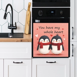 Romantisch Pinguin Geschirrspüler Aufkleber PVC Küche Wandtattoo Valentinstag Herz Design Modern Home Dekoration Geschenk