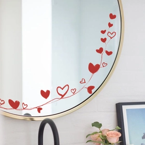 Modern PVC Red Heart Vine Wall Stickers Removable Self Adhesive Bathroom Mirror Decor DIY Heart Line Decal Home Decoration