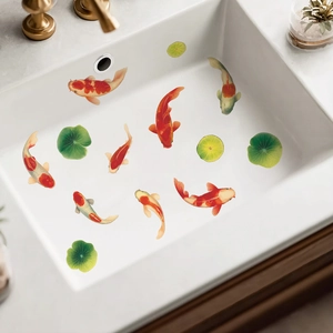 Wasserdichte Koi-Fisch und Lotusblatt Wandaufkleber für Bad-Heimdekoration