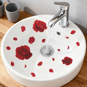 Romantic Red Rose Wall Stickers Simulated Floral Petals PVC Waterproof Decal For Home Bathroom Living Room Aesthetic Decor