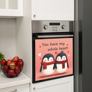 Magnetischer Geschirrspüler Aufkleber mit Pinguin Motiv und romantischem Spruch in Pink