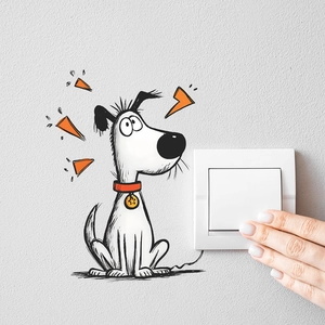 Cartoon dog wall sticker for light switch decoration with cute hand-drawn pup design
