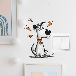 Cartoon dog wall sticker for light switch decoration with cute hand-drawn puppy design