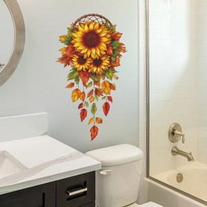 Autumn sunflower dreamcatcher wall sticker for modern home and bathroom decor