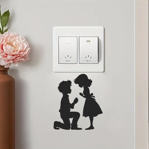Sticker mural silhouette de demande en mariage romantique noir mat pour décoration
