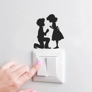 Sticker mural créatif avec silhouette de couple romantique pour décorer l'interrupteur