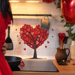 Self-adhesive Valentine heart tree wall stickers for home and kitchen decor