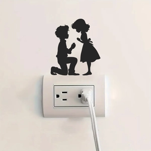 Sticker mural créatif silhouette romantique de demande en mariage pour la chambre