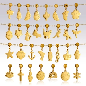 Minimalist Stainless Steel Gold Plated Mini Charms For Jewelry Making DIY Pendant Necklace Bracelet For Women Jewelry