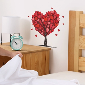 Cartoon Valentine heart tree wall stickers for home bedroom and bathroom decoration