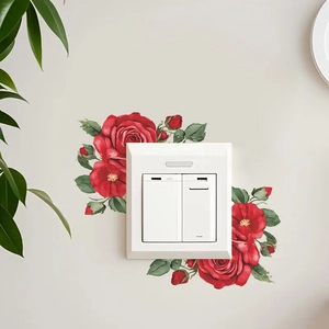 Romantic red rose wall decal stickers for light switch and living room wall decoration