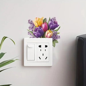 Colorful tulip floral wall stickers for light switch and home wall decoration
