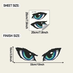 Glow-in-the-dark eye wall sticker sheet size 20cm and finished size 33x10cm details