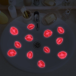 Leuchtende rote Wandaufkleber in Lippenform für Badezimmer und Heimdekoration im Set