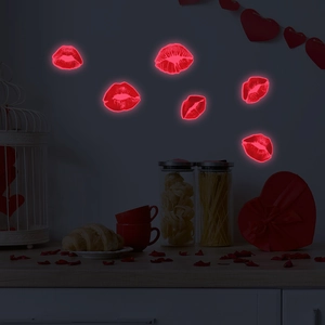 Leuchtende rote Lippen Wandaufkleber Set für Schlafzimmer Dekoration leuchten im Dunkeln