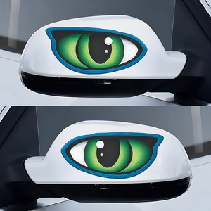 Sticker de Voiture en PVC Vert Créatif Oeil de Chat Imperméable Réfléchissant Décoration Pour Auto Moto Rétroviseur