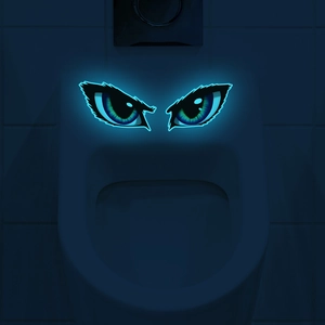 Luminous fierce monster eyes wall sticker glowing in dark blue for home decor